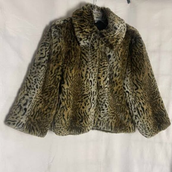 EUC Cejon Women's Leopard Print Faux Fur Coat Size Large - Picture 1 of 7